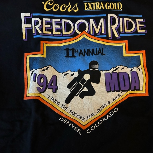 Vintage 1994 Coors Freedom Ride Harley Davidson T-Shirt - Size “Men’s” Large - Picture 2 of 6